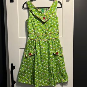 Retrolicious ModCloth Red and Green Fox Dress